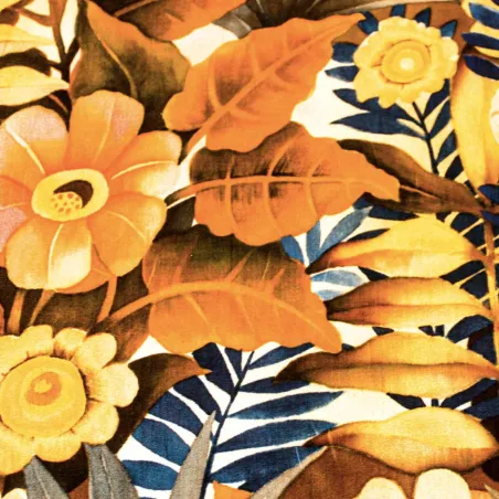 Viscosa tessuto fantasia floreale arancio | tessuti pregiati