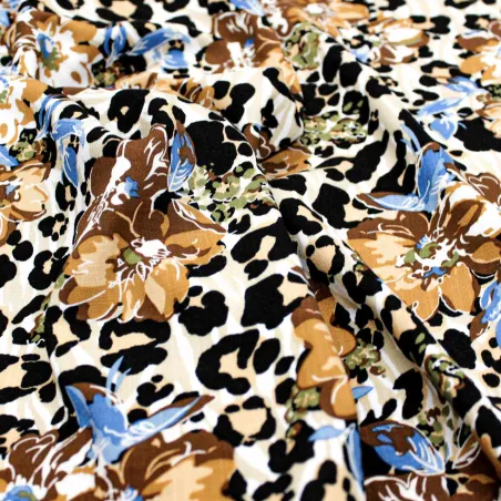 Viscosa tessuto fantasia floreale maculata | tessuti pregiati