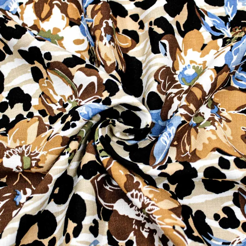 Viscosa tessuto fantasia floreale maculata | tessuti pregiati