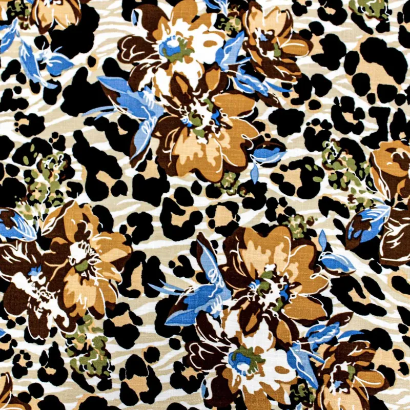 Viscosa tessuto fantasia floreale maculata | tessuti pregiati