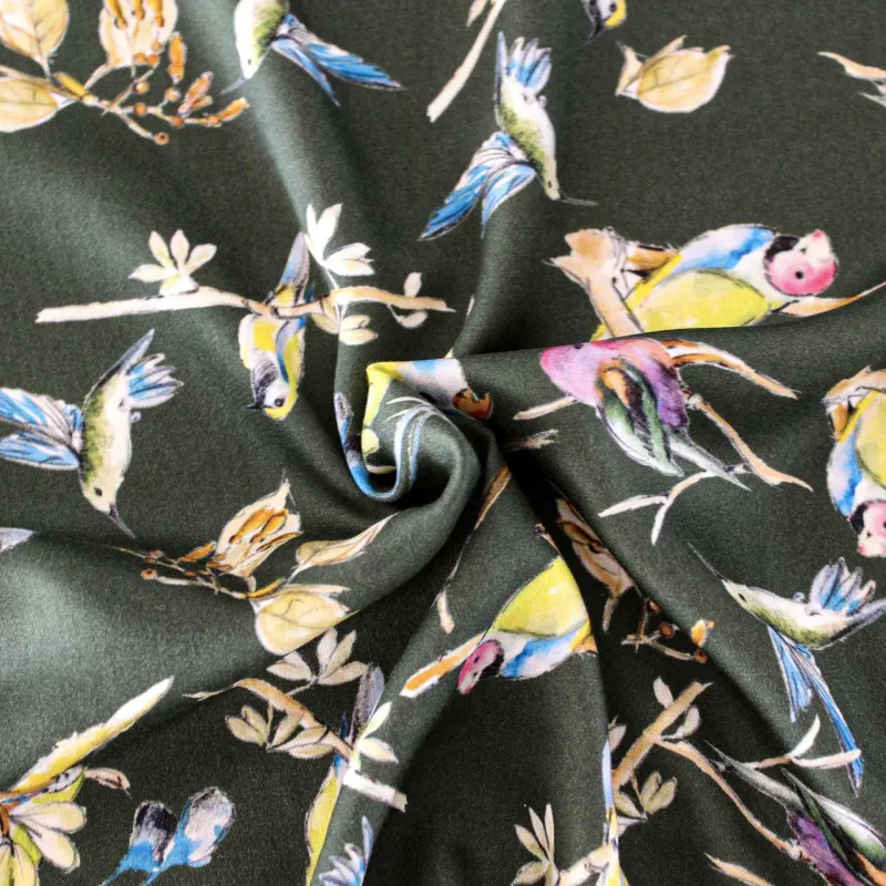 Raso fantasia uccelli | tessuti pregiati | iltessutaio.it