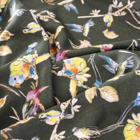 Raso fantasia uccelli | tessuti pregiati | iltessutaio.it