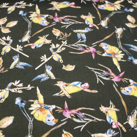 Raso fantasia uccelli | tessuti pregiati | iltessutaio.it