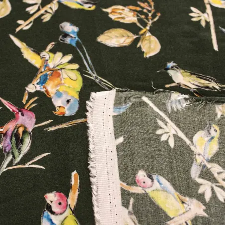 Raso fantasia uccelli | tessuti pregiati | iltessutaio.it
