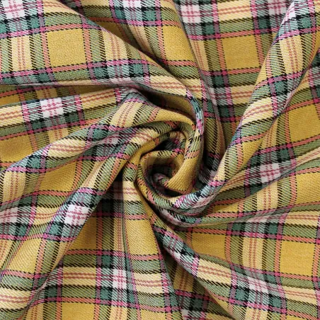 Tessuto scozzese giallo rosa verde - Il Tessutaio.it