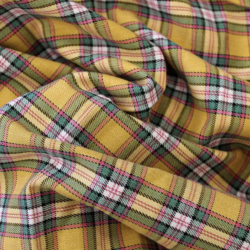 Tessuto scozzese giallo rosa verde - Il Tessutaio.it