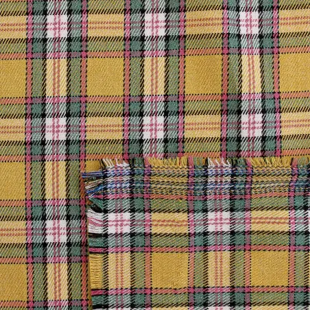 Tessuto scozzese giallo rosa verde - Il Tessutaio.it